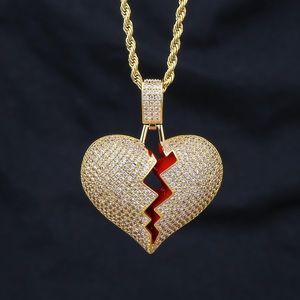Broken heart pendant with rope chain